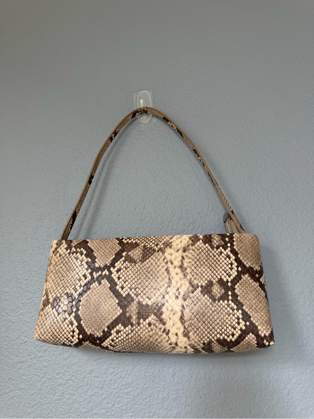 Neutral Snake-Print Shoulder Bag